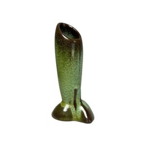 Vintage Frankoma Pottery Prairie Green #32 Bud Vase Art Deco Rocket Style 4.5"